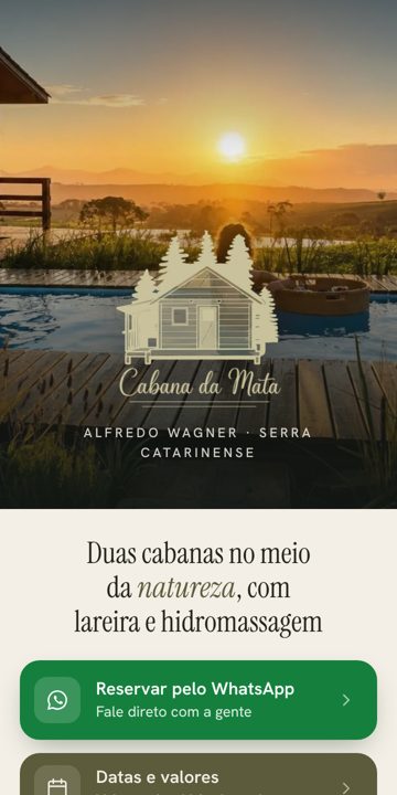 Página de links da Cabana da Mata no celular