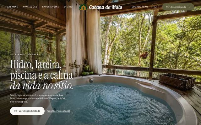 Página inicial do site da Cabana da Mata