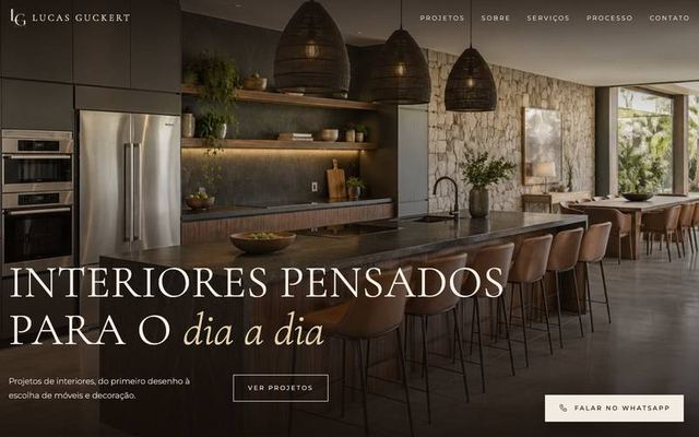 Página inicial do site de Lucas Guckert, designer de interiores
