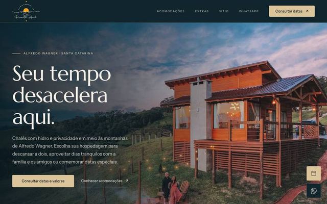 Página inicial do site do Sítio Recanto Azul