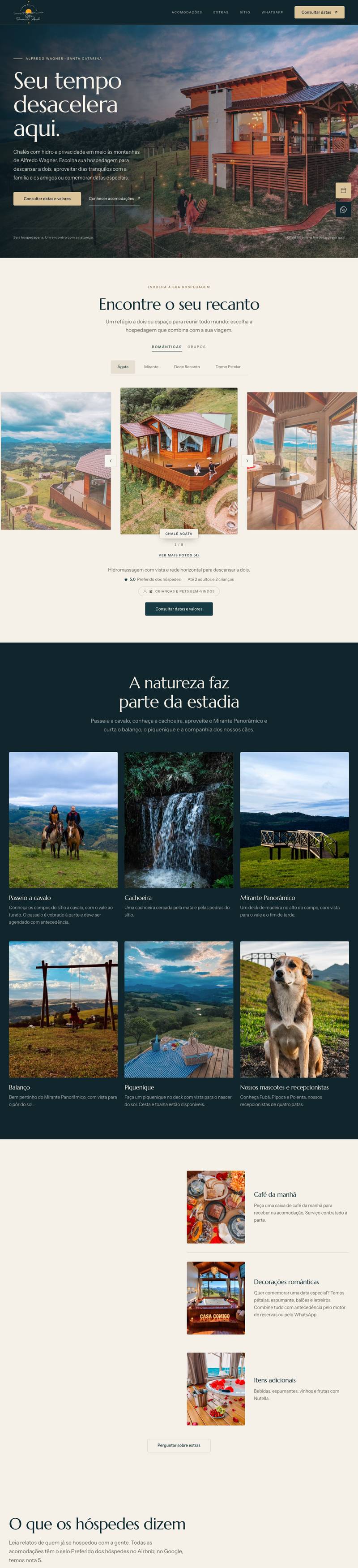 Página inicial do site Sítio Recanto Azul